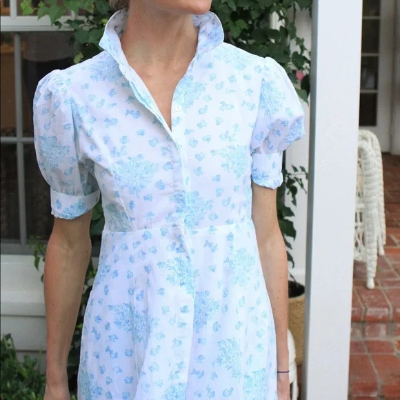 Julia Amory Short Sleeve Shirtdress- Robin’s Egg Tulip - Picture 2 of 4